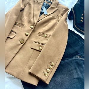 White House Black Market Tan Blazer with Gold Buttons